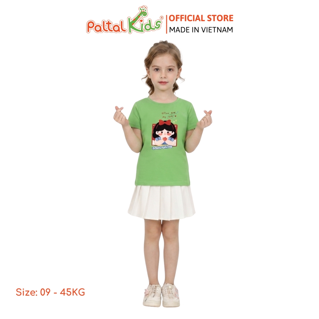 Áo Thun Cotton Mỹ Hình In Công Chúa Bạch Tuyết Bé Gái Cao Cấp - 020 1417
