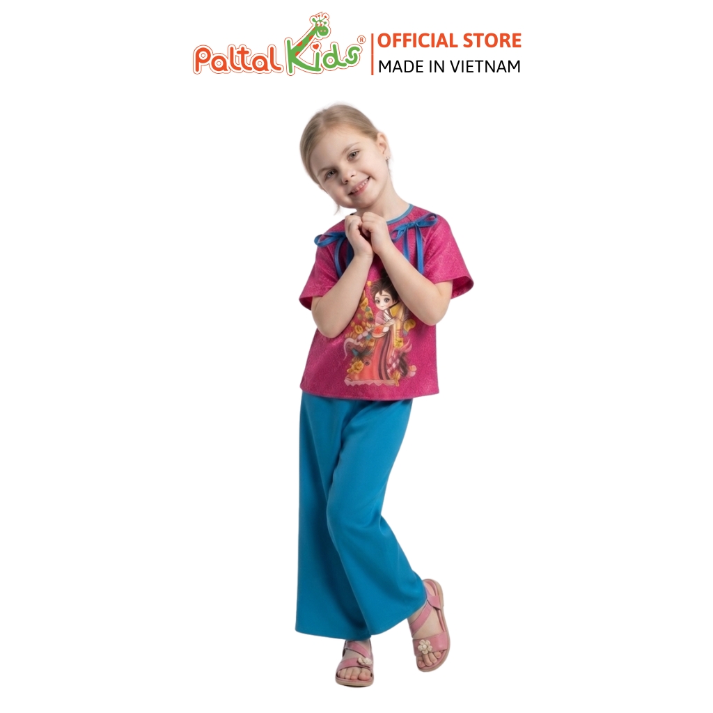 TRUNG THU 2026 - Set Bà Ba Lụa Hình In Hằng Nga Nhiều Màu Bé Gái Cao Cấp