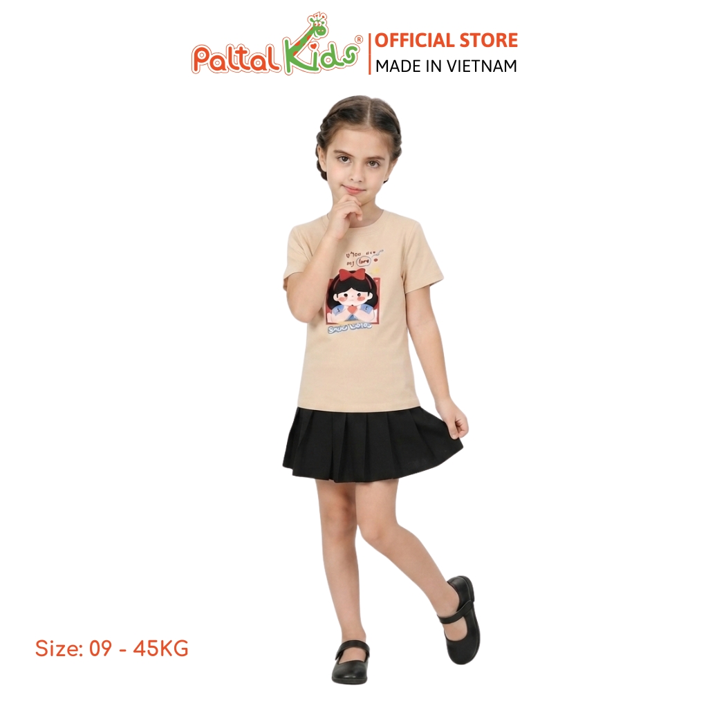 Áo Thun Cotton Mỹ Hình In Công Chúa Bạch Tuyết Bé Gái Cao Cấp - 020 1417
