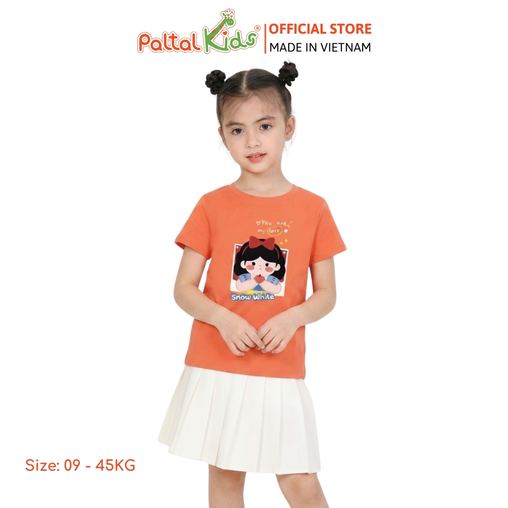 Áo Thun Cotton Mỹ Hình In Công Chúa Bạch Tuyết Bé Gái Cao Cấp - 020 1417