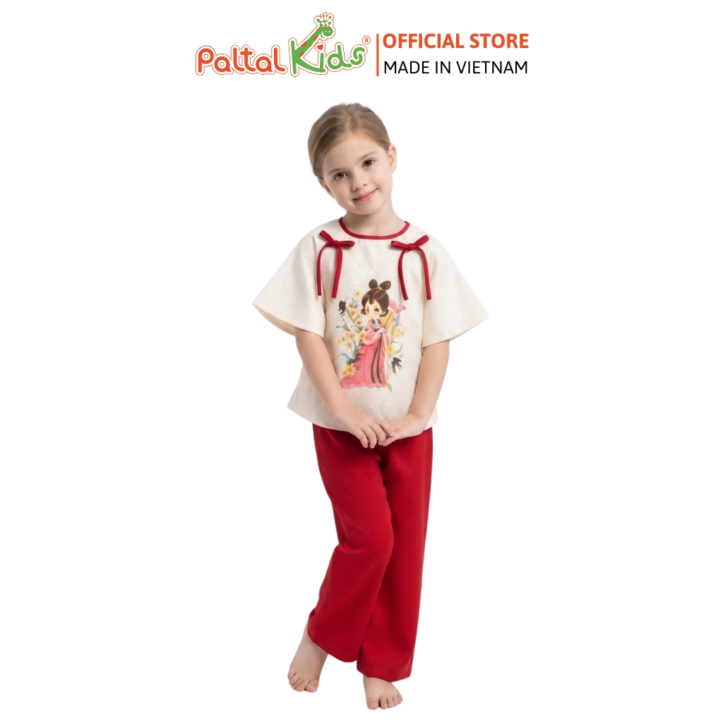 TRUNG THU 2026 - Set Bà Ba Lụa Hình In Hằng Nga Nhiều Màu Bé Gái Cao Cấp