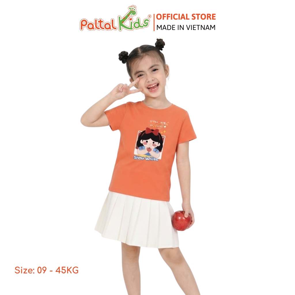 Áo Thun Cotton Mỹ Hình In Công Chúa Bạch Tuyết Bé Gái Cao Cấp - 020 1417