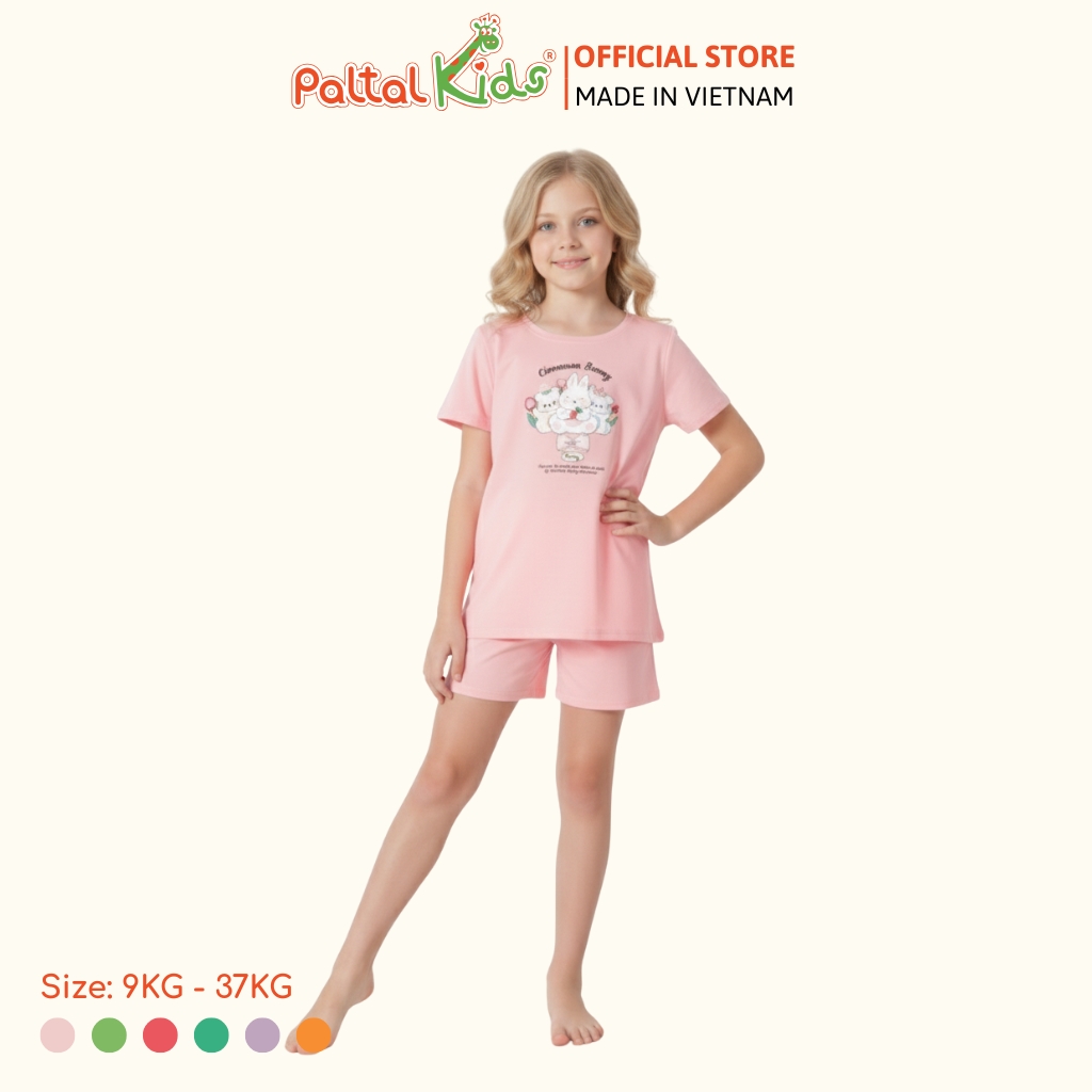 Đồ Bộ Đùi Hình In 3 Chú Thỏ Cotton Mỹ Bé Gái Cao Cấp - 025 2160