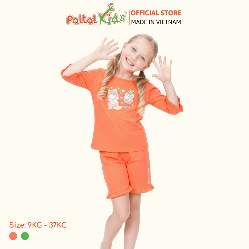 BST Mùa Thu - Bộ Đùi Tay Lỡ Cotton Mỹ Bé Gái Cao Cấp - 025 5196