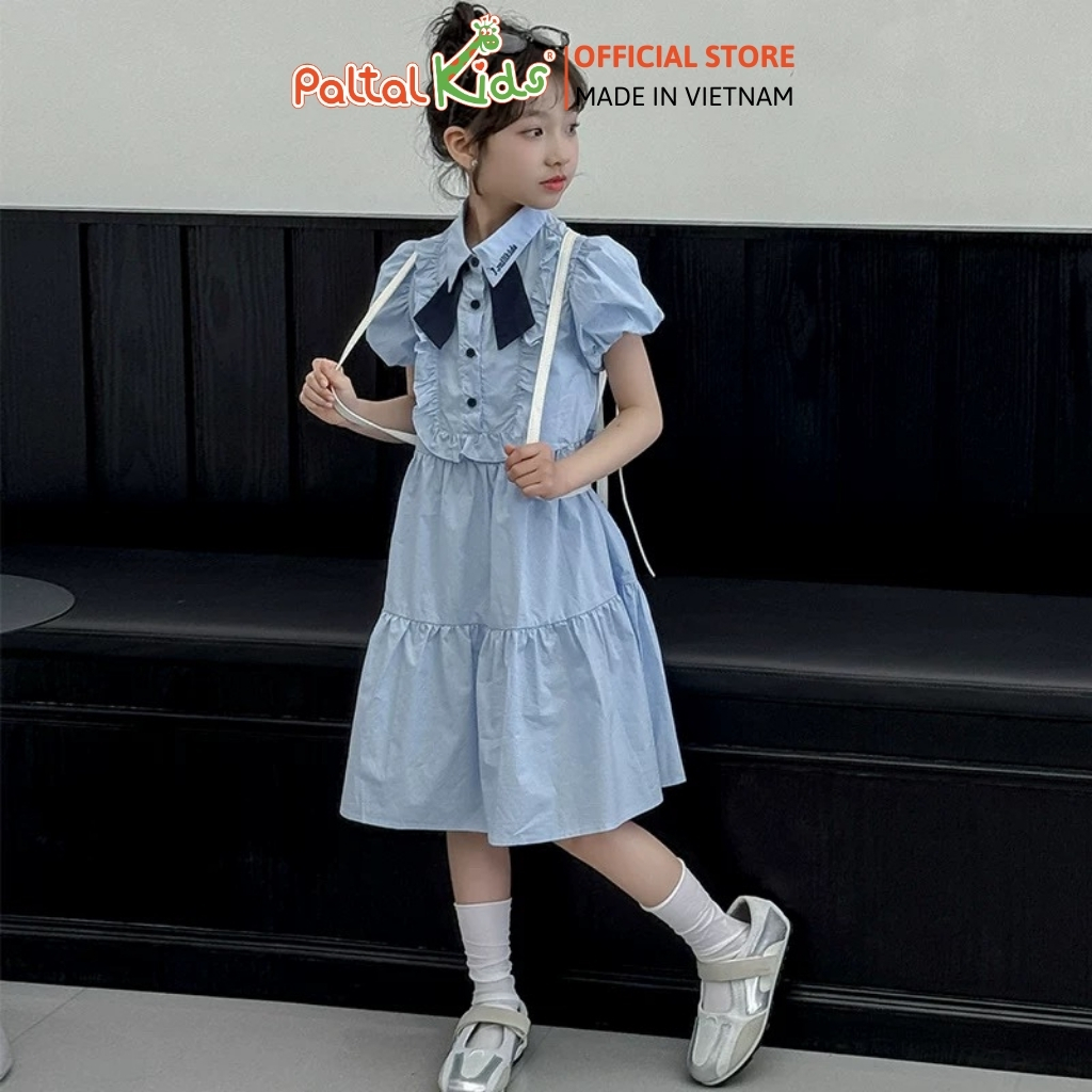 Đầm Sơ Mi Babydoll Tay Phồng Thô Mềm Bé Gái Cao Cấp - 02C 9211