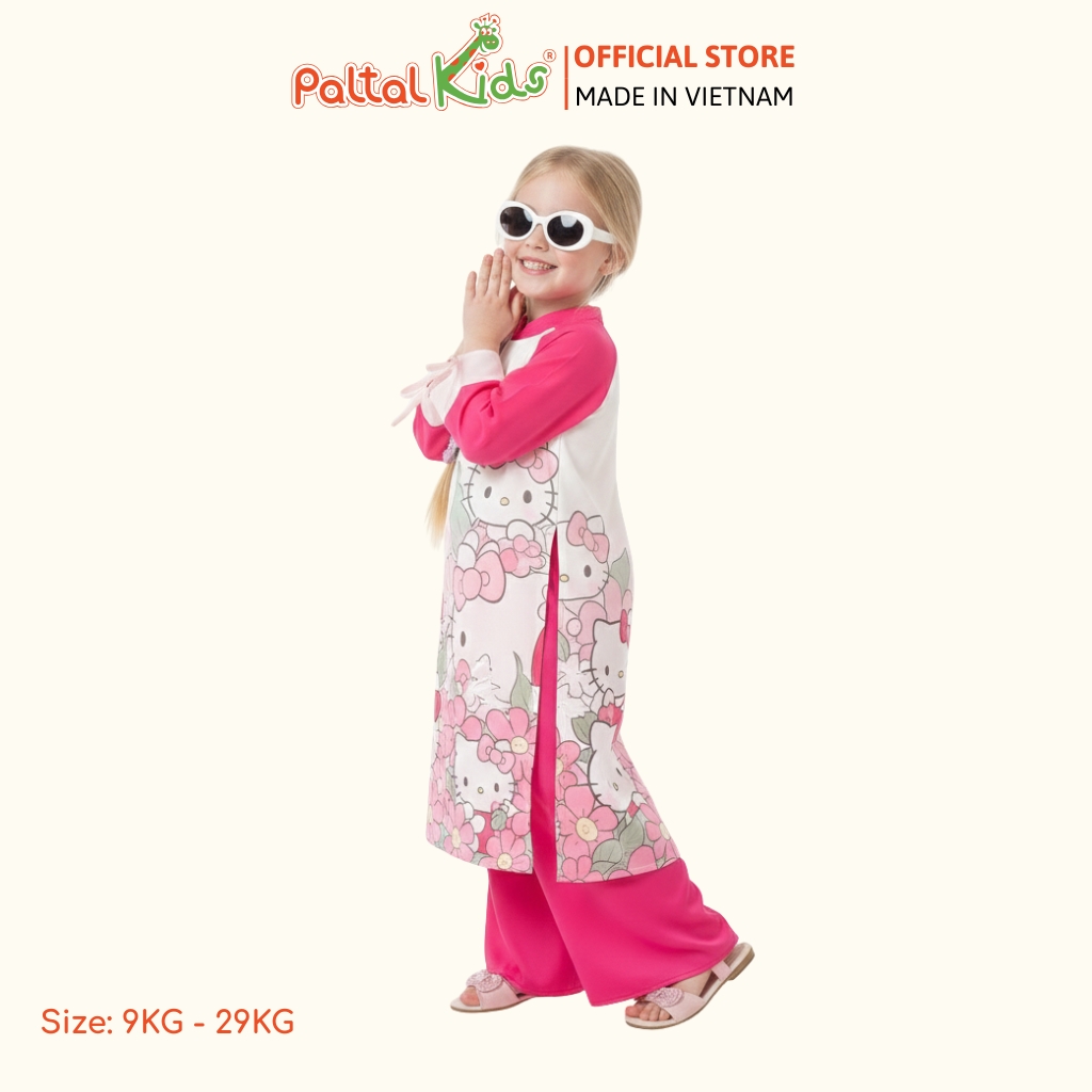 Set Áo Dài Voan In Hello Kitty Cách Tân Bé Gái Cao Cấp - 533 6116