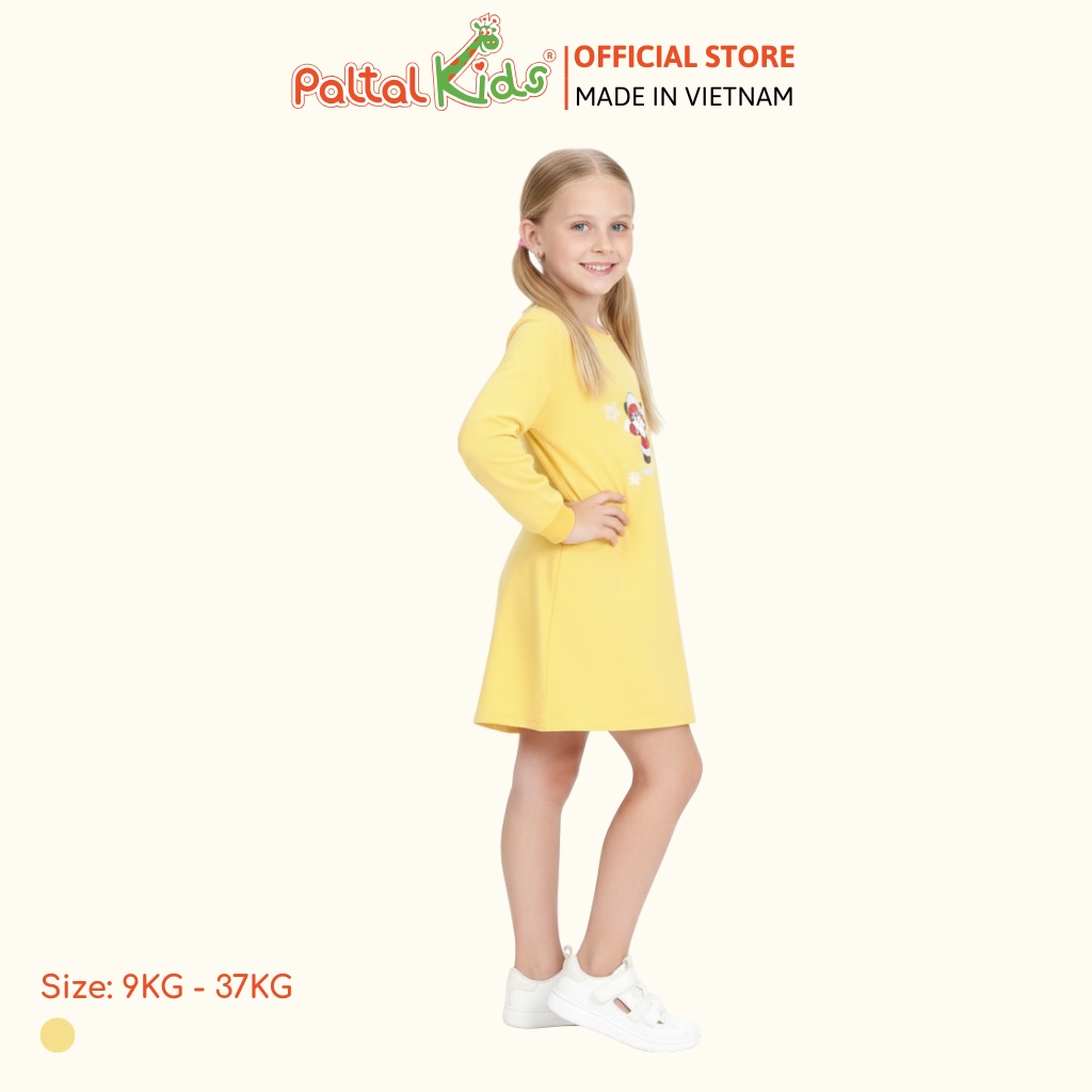 Đầm Dáng A Tay Dài Cotton Mỹ Bé Gái Cao Cấp - 020C 8012