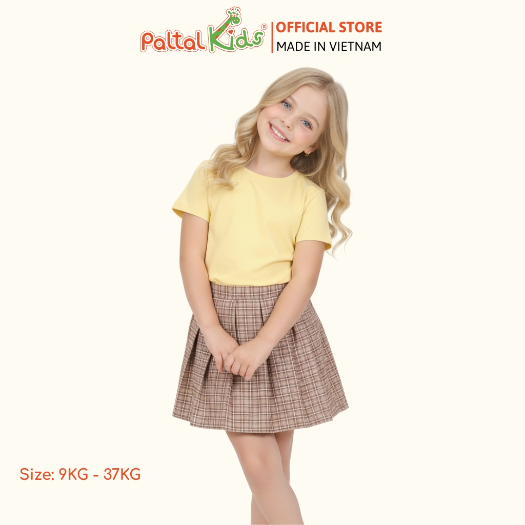 Chân Váy Xếp Ly Cotton Caro Bé Gái Cao Cấp - 112 9202