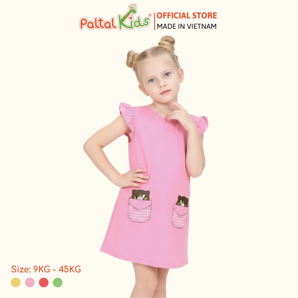 Đầm Dáng A Cánh Tiên Hình In Giả Túi Cotton Mỹ Cao Cấp - 02C 8020