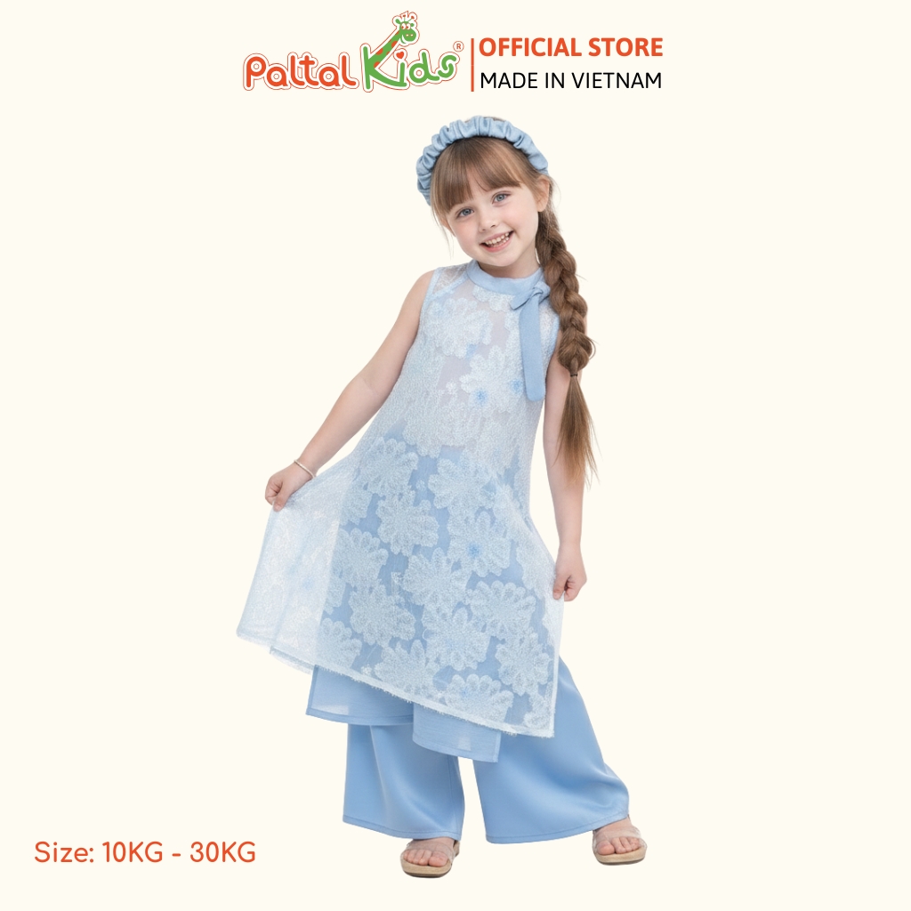 Set Áo Dài Lụa Cổ Yếm Cách Tân Bé Gái Cao Cấp - 533 6130