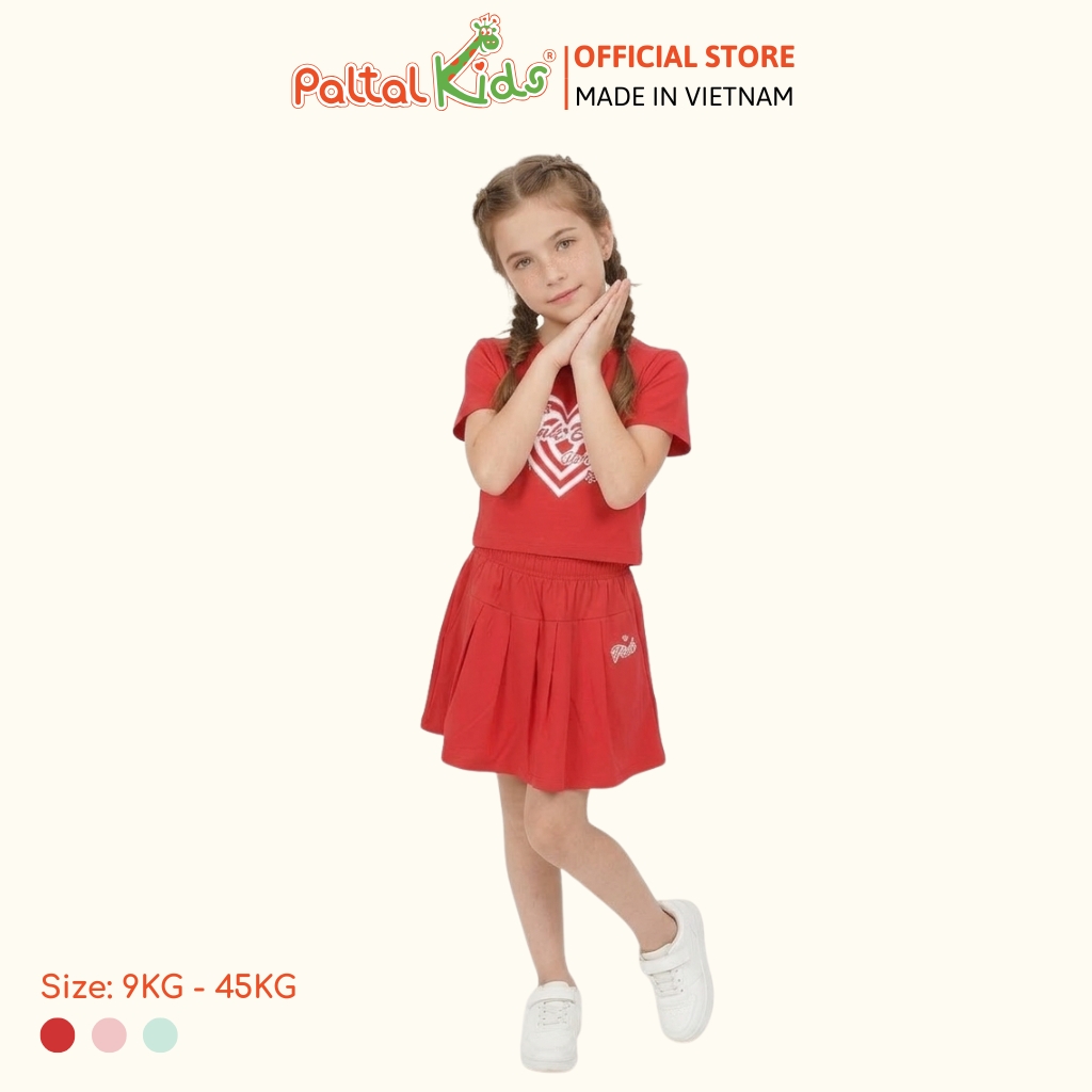 Set Áo Croptop Mix Chân Váy Xếp Ly Cotton Mỹ Bé Gái Cao Cấp - 022 9203