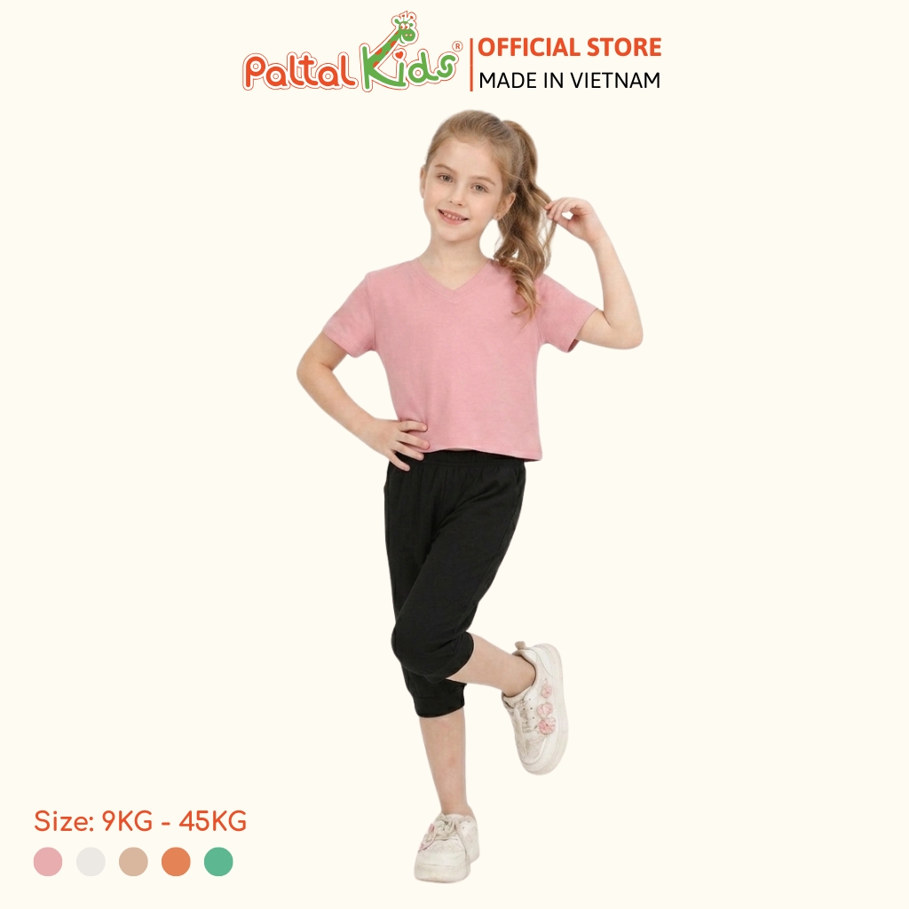 Áo Thun Croptop Cổ Tim Trơn Cotton Borib Bé Gái Cao Cấp - 220 1422