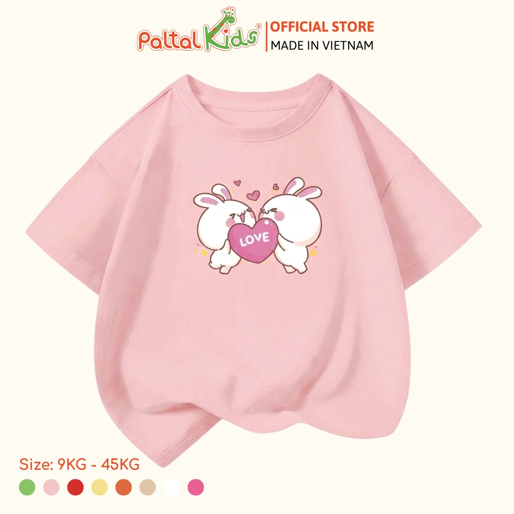 Áo Thun Cotton Mỹ Hình In Hai Chú Thỏ Bé Gái Cao Cấp - 020 1416
