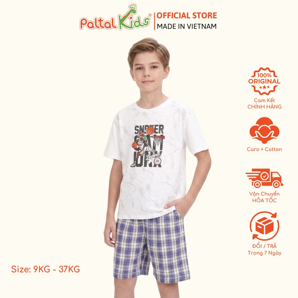 Quần Đùi Cotton Caro Có Dây Rút Bé Trai Cao Cấp - 118 8056