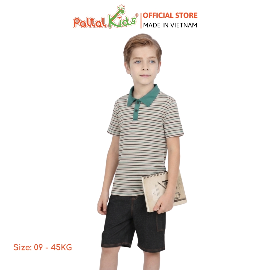 Áo Thun Polo Cotton Sọc Gân Bé Trai Cao Cấp - 020 1420
