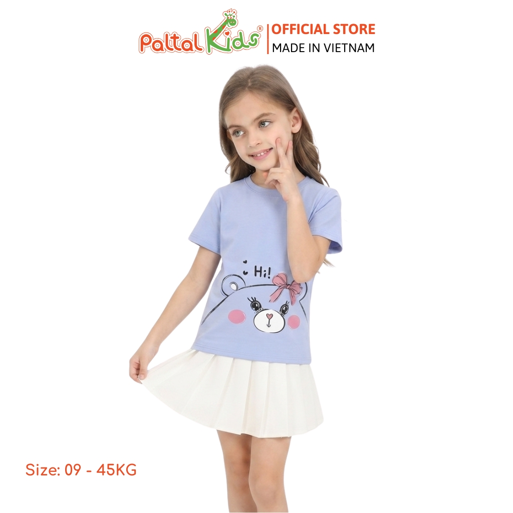 Áo Thun Cotton Melan Hình In Gấu Bé Gái Cao Cấp - 190 1410