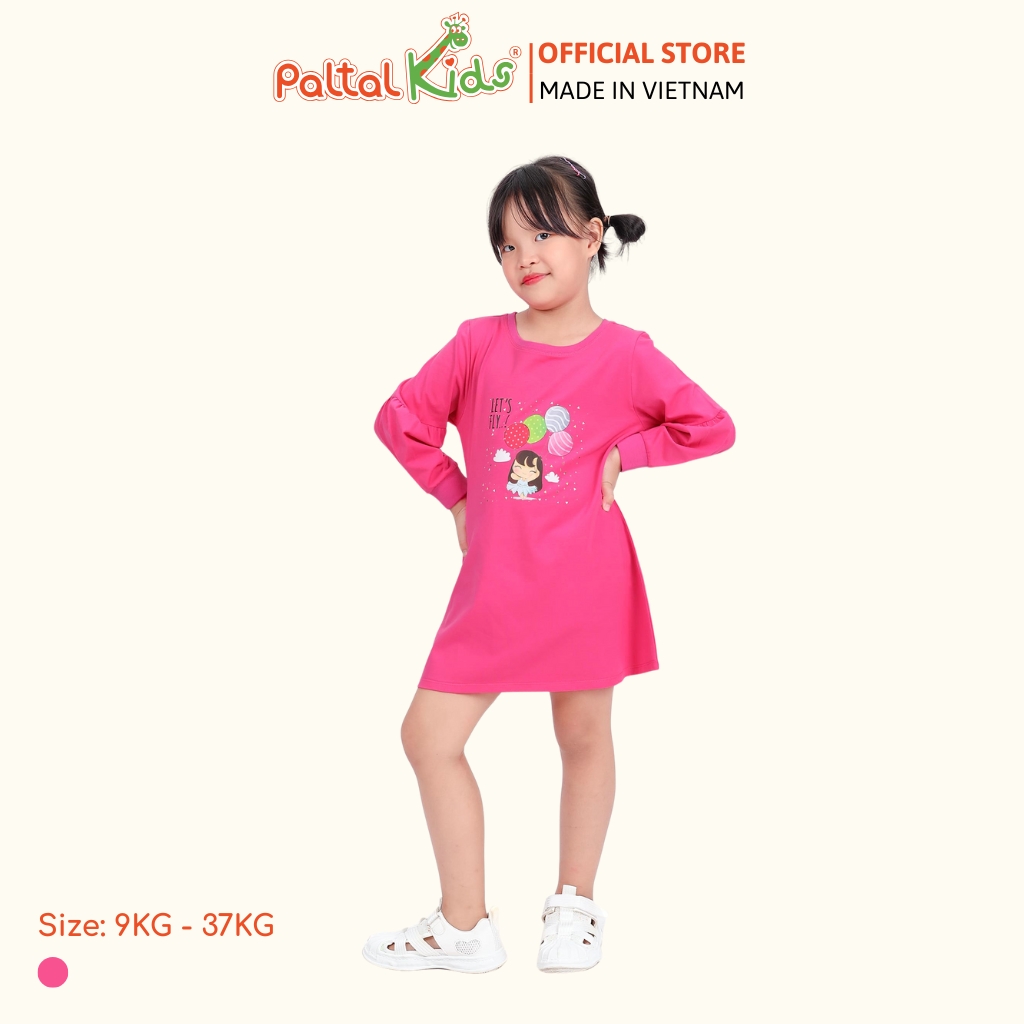 Đầm Dáng A Tay Dài Cotton Mỹ Bé Gái Cao Cấp - 020C 8011