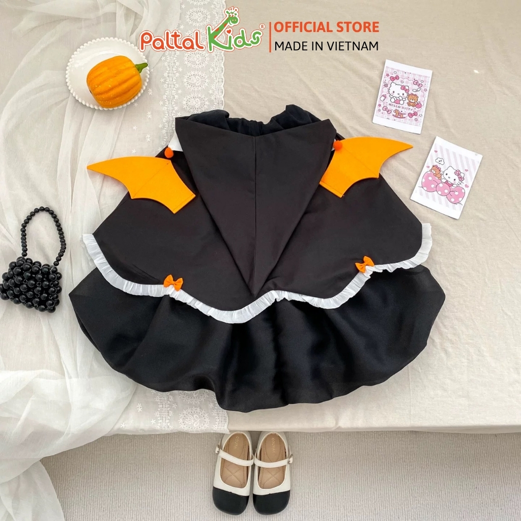 HALLOWEEN 2025 - Đầm Dáng Bí Hóa Trang Phù Thủy Bí Ngô Thêu Kitty Cao Cấp