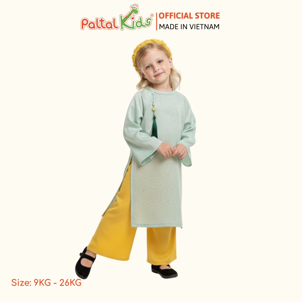 Set Áo Dài Gấm Mềm Cách Tân Kèm Phụ Kiện Bé Gái Cao Cấp - 533 6099