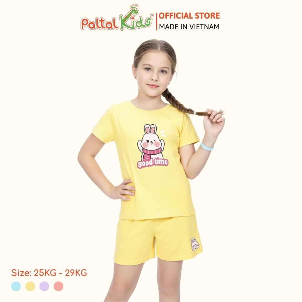 Đồ Bộ Đùi Cơ Bản Cotton Mỹ Bé Gái Cao Cấp - 025 5163 - Size 13