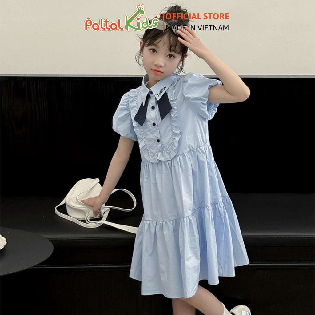 Đầm Sơ Mi Babydoll Tay Phồng Thô Mềm Bé Gái Cao Cấp - 02C 9211