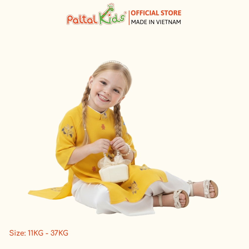 Set Áo Dài Voan Thô Cách Tân Cung Đình Bé Gái Cao Cấp - 533 6110