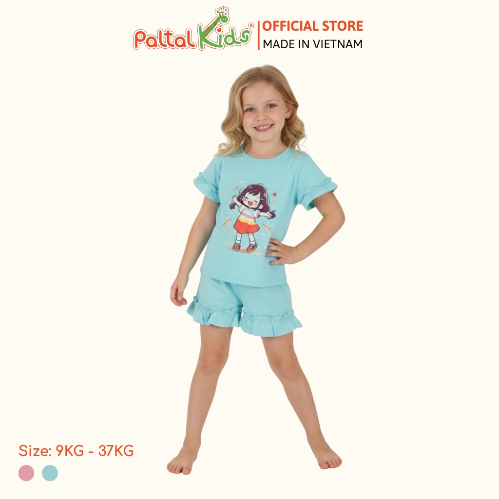 BST Mùa Xuân - Bộ Đùi Tay Ngắn Cotton Mỹ Bé Gái Cao Cấp - 025 2172