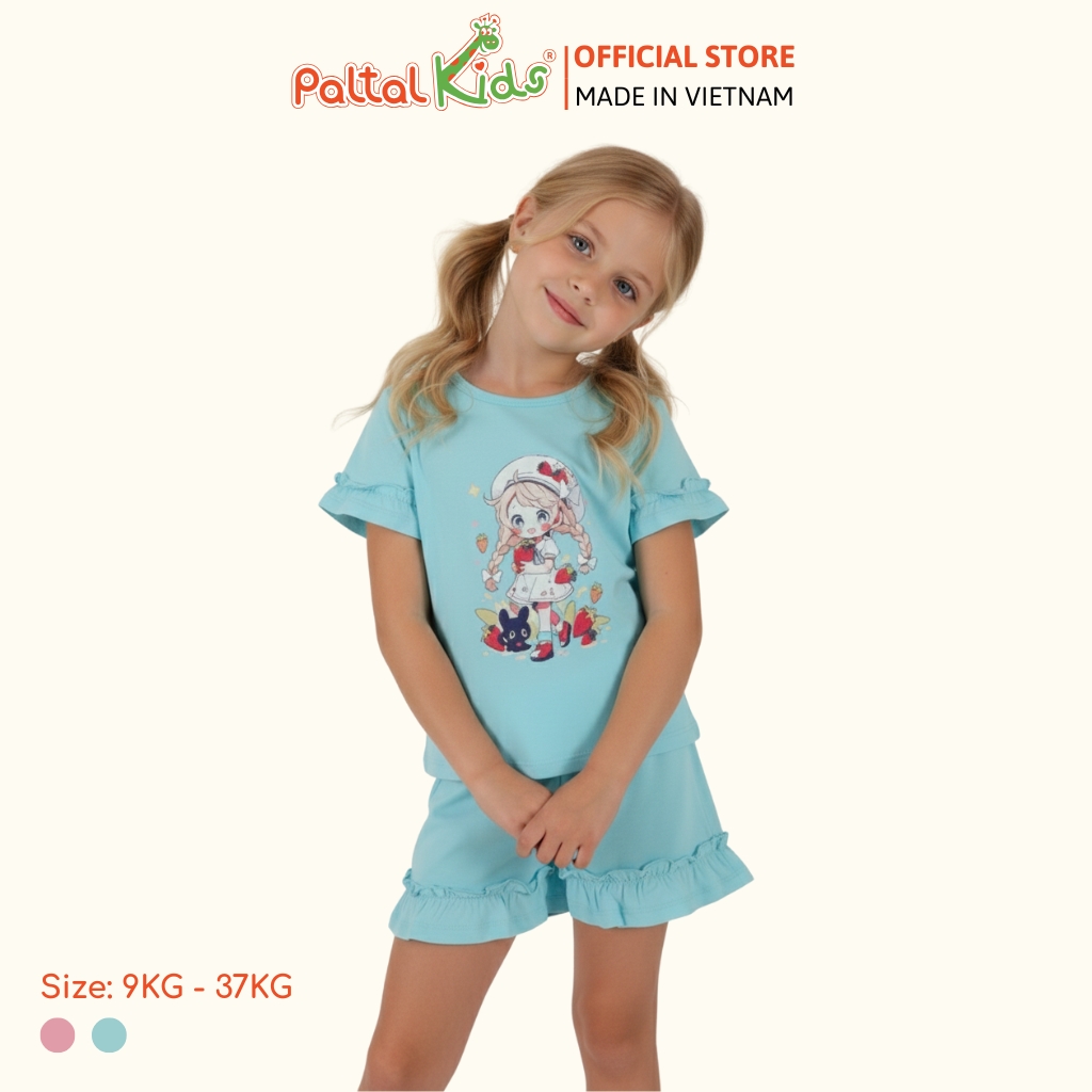 BST Mùa Xuân - Bộ Đùi Tay Ngắn Cotton Mỹ Bé Gái Cao Cấp - 025 2171