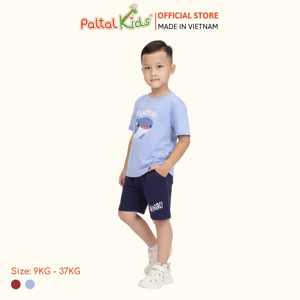 Đồ Bộ Đùi Cotton Mỹ Hình In Cá Voi Xanh Bé Trai Cao Cấp - 025 2112