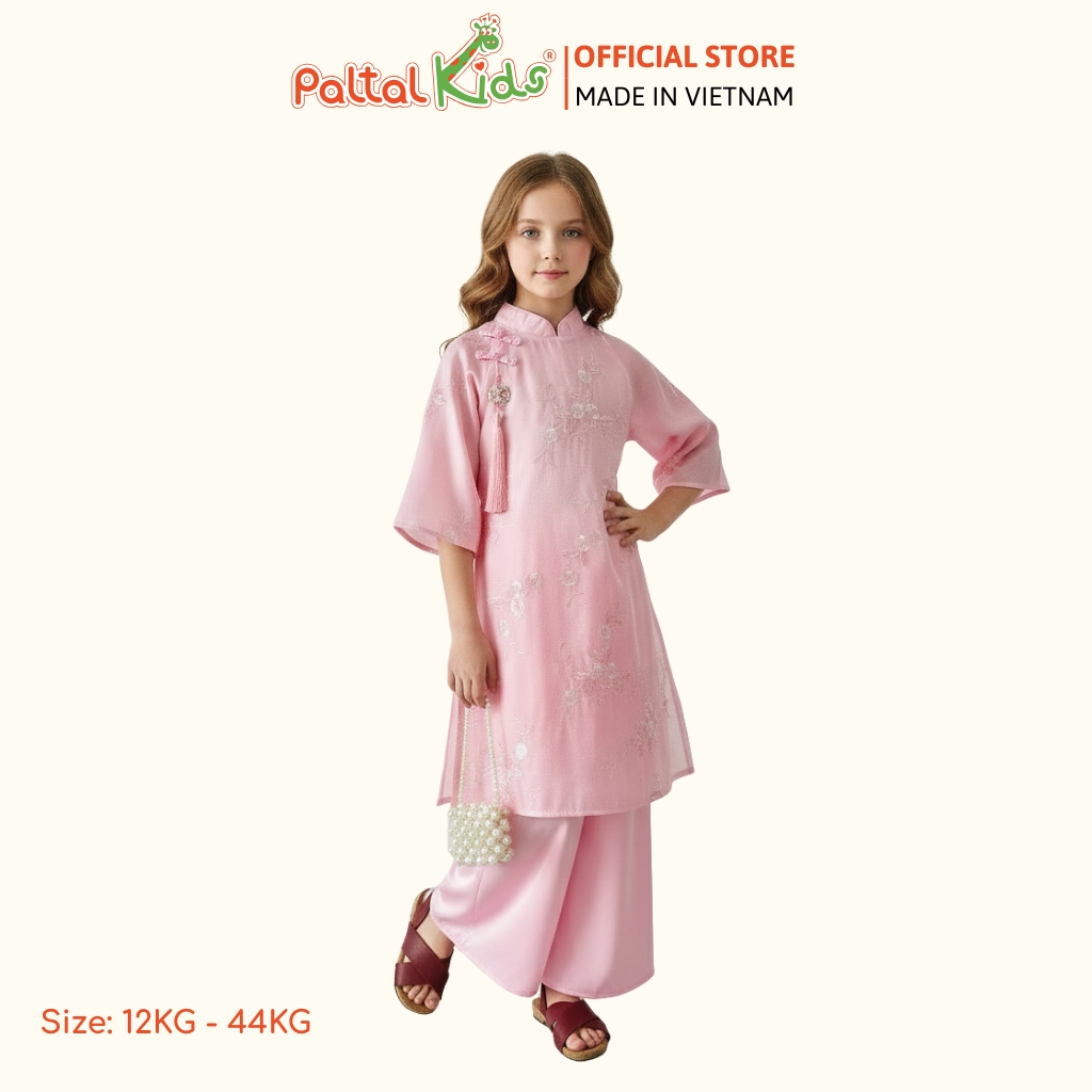 Set Áo Dài Voan Thêu Hoa Cách Tân Bé Gái Cao Cấp - 533 6125