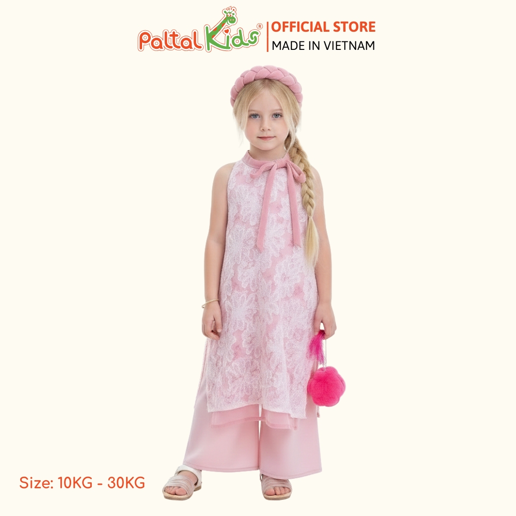 Set Áo Dài Lụa Cổ Yếm Cách Tân Bé Gái Cao Cấp - 533 6130