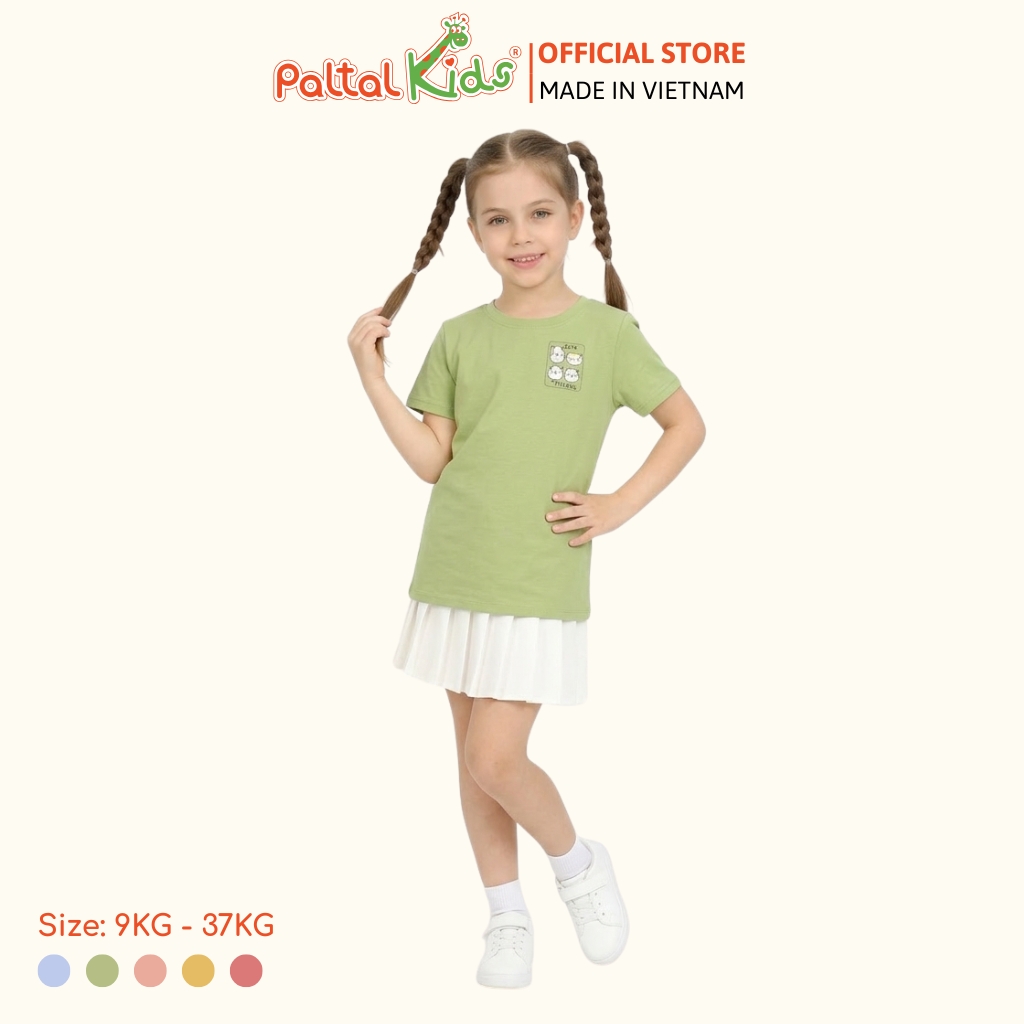 Áo Thun Cotton Melan 4 Chú Mèo Bé Gái Cao Cấp - 190 1409