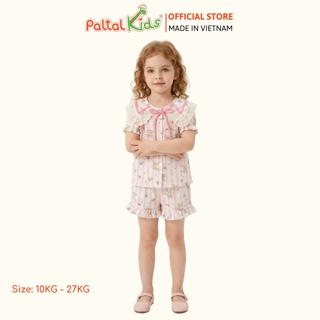 Đồ Bộ Đùi Đũi Mềm Họa Tiết Thỏ Con Phối Quần Bèo Bé Gái - 9211