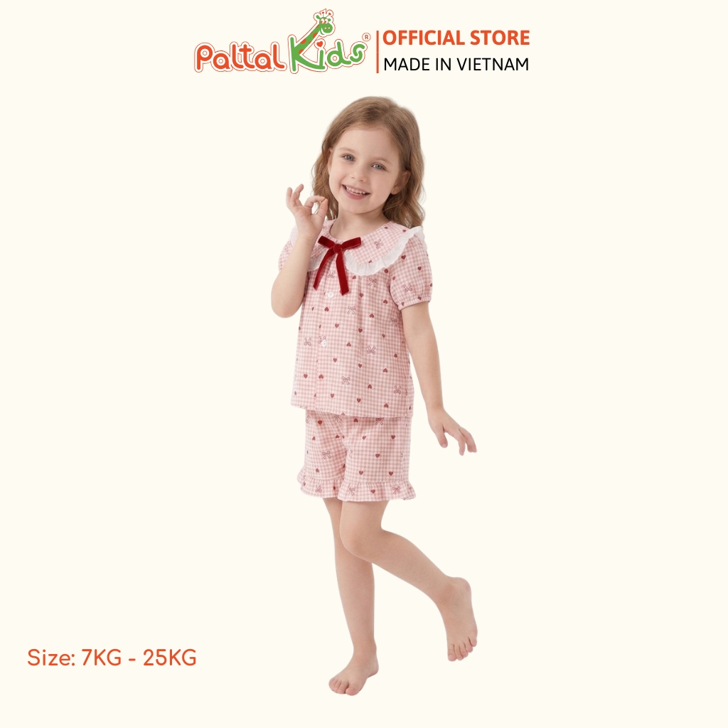 Đồ Bộ Đùi Đũi Mềm Cổ Sen Họa Tiết Nơ Tim Nhí Phối Quần Bèo Bé Gái - 9213