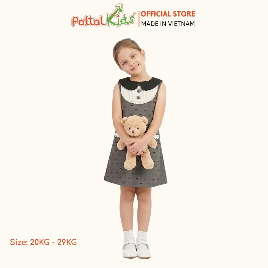 Đầm Dáng A Cổ Sen Nơ Nhí Kate Bé Gái Cao Cấp - 11C 8036