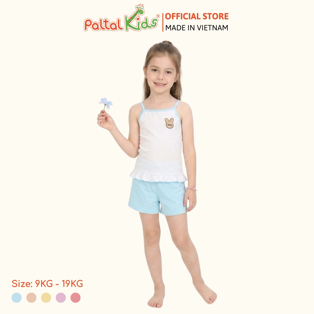 Đồ Bộ Đùi 2 Dây Lai Vạt Bèo Cotton Modal Bé Gái Cao Cấp - 205 7025