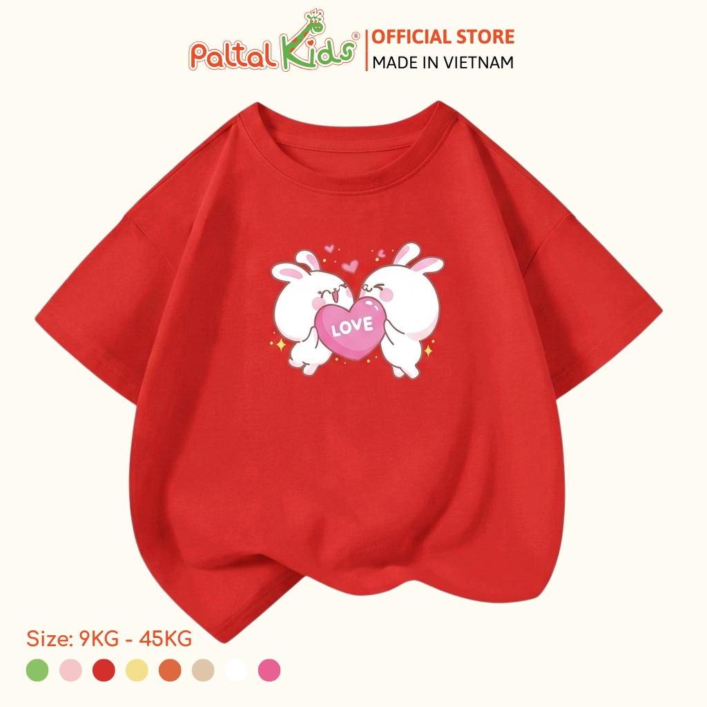 Áo Thun Cotton Mỹ Hình In Hai Chú Thỏ Bé Gái Cao Cấp - 020 1416
