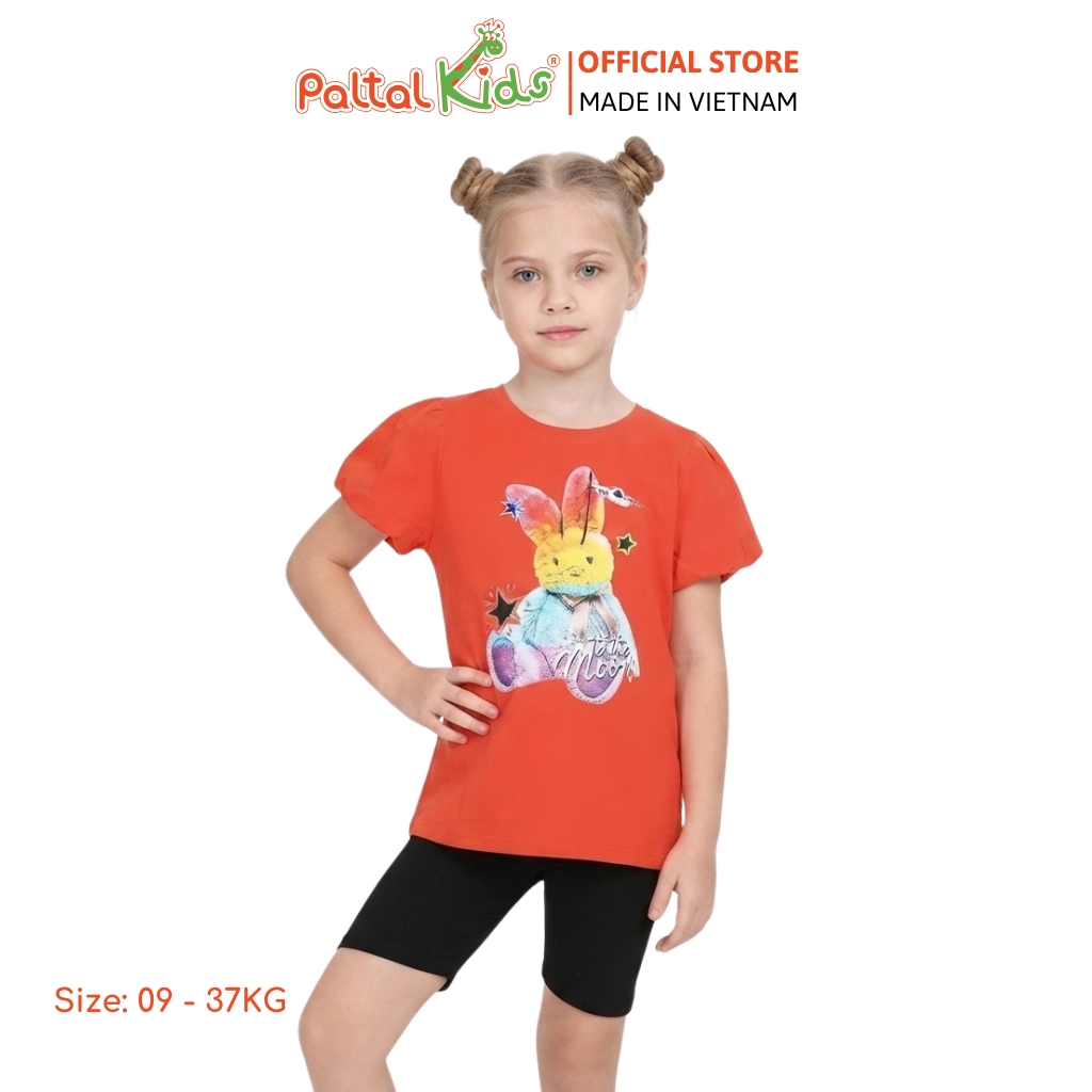 Đồ Bộ Lửng Cotton Mỹ Hình In Thỏ Cầu Vòng Bé Gái Cao Cấp - 024 7033