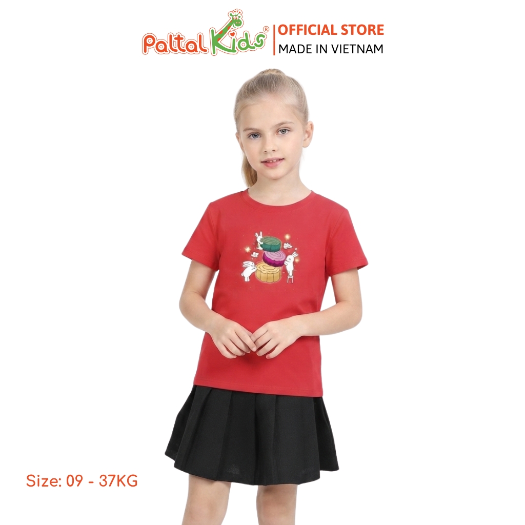 TRUNG THU 2024 - Áo Thun Cotton Mỹ Hình In Chú Thỏ Và Bánh Trung Thu Bé Cao Cấp - 020 1428