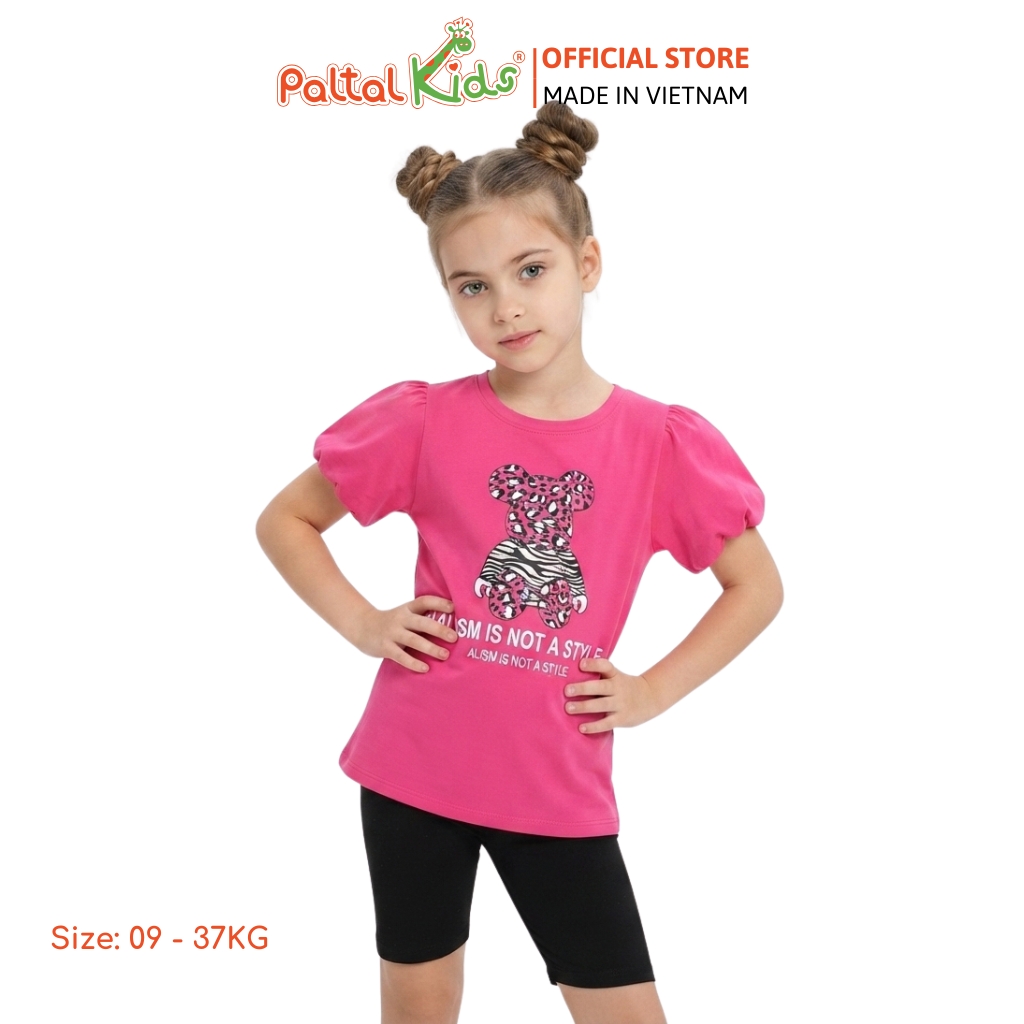 Đồ Bộ Lửng Cotton Mỹ Hình In Bear Brick Bé Gái Cao Cấp - 024 7026