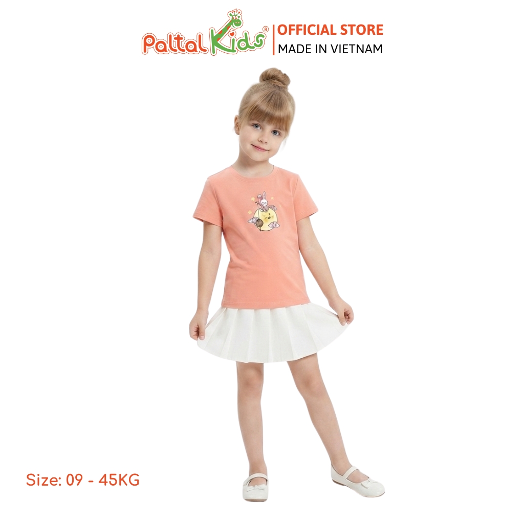 TRUNG THU 2024 - Áo Thun Cotton Mỹ Hình In Thỏ Ngọc Ngồi Cung Trăng Bé Gái Cao Cấp - 020 1429