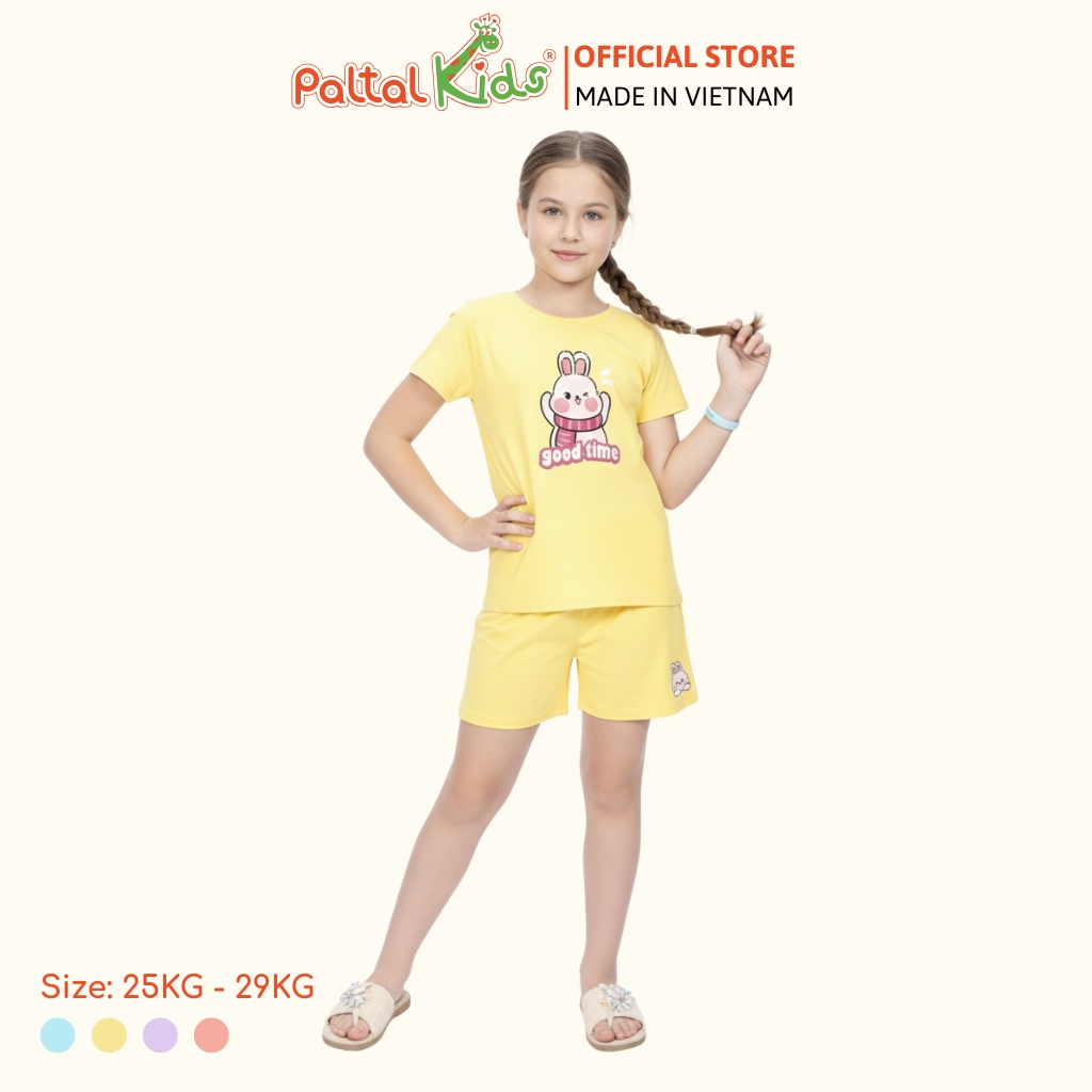 Đồ Bộ Đùi Cơ Bản Cotton Mỹ Bé Gái Cao Cấp - 025 5163 - Size 13