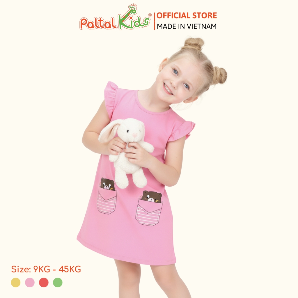 Đầm Dáng A Cánh Tiên Hình In Giả Túi Cotton Mỹ Cao Cấp - 02C 8020