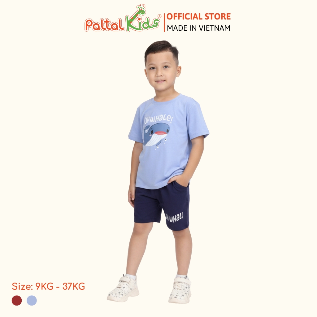 Đồ Bộ Đùi Cotton Mỹ Hình In Cá Voi Xanh Bé Trai Cao Cấp - 025 2112