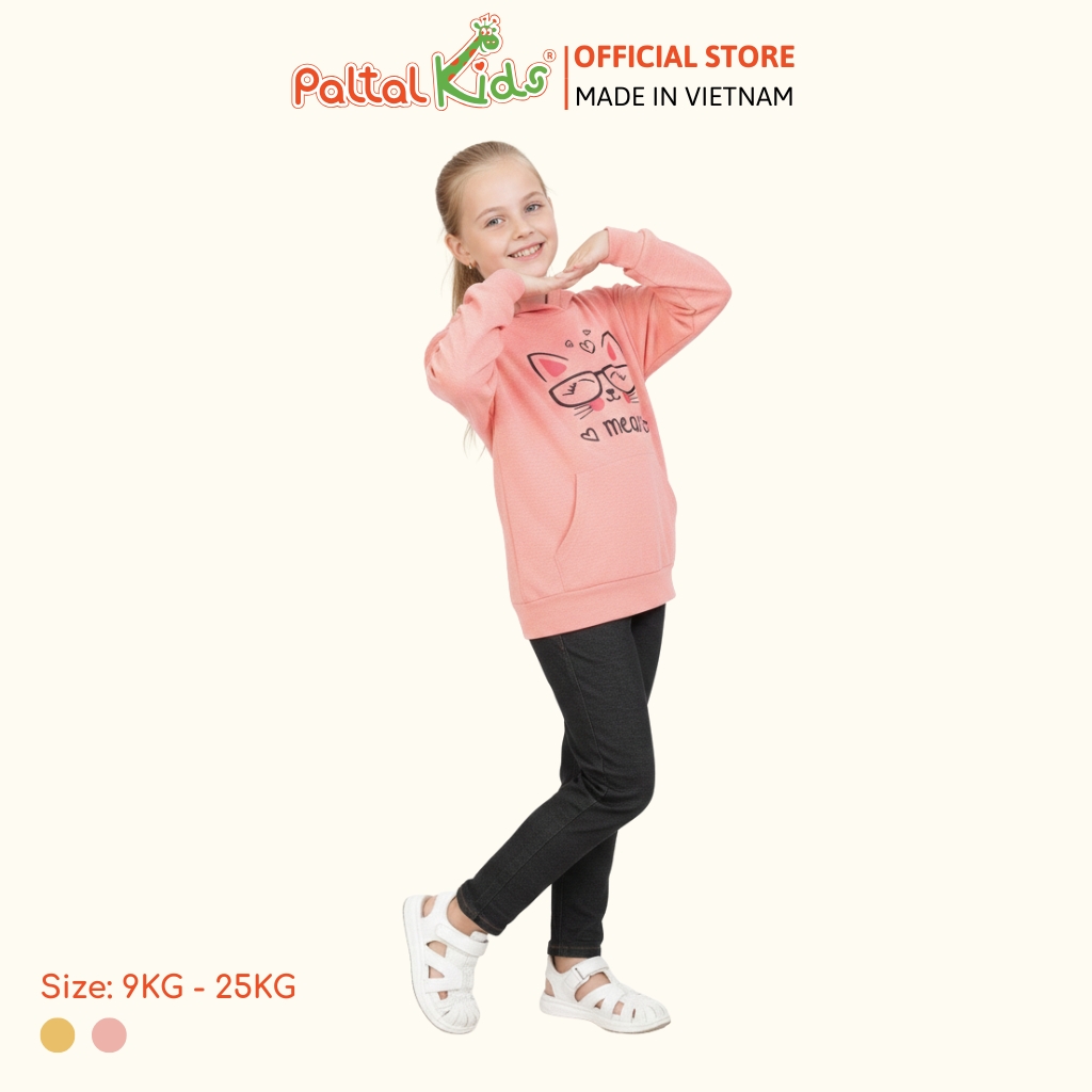 Áo Hoodie Cotton Melan Hình In Động Vật Cute Bé Gái Cao Cấp  - 191 4009