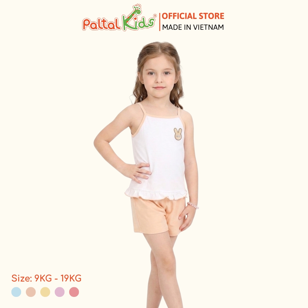 Đồ Bộ Đùi 2 Dây Lai Vạt Bèo Cotton Modal Bé Gái Cao Cấp - 205 7025
