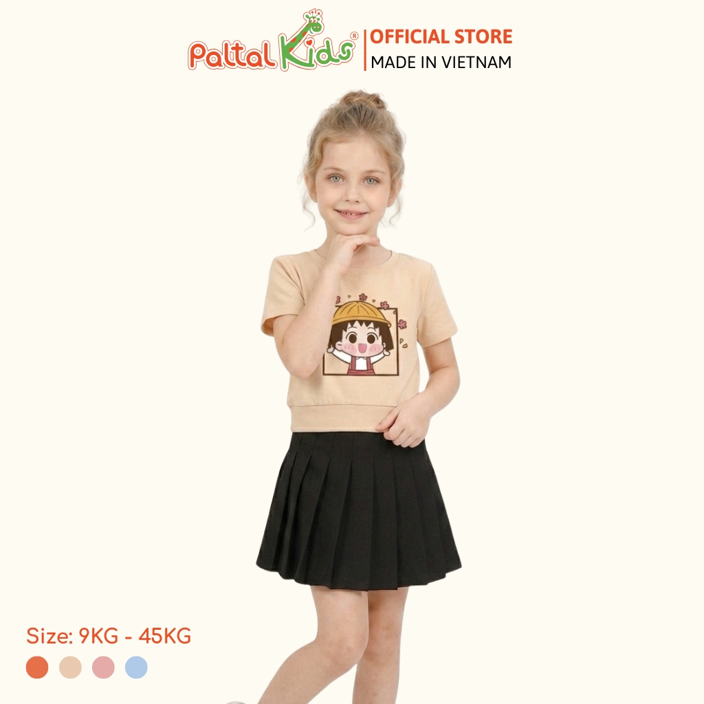 Áo Thun Croptop Cổ Tròn Hình In Bé Gái Cotton Borib Bé Gái Cao Cấp - 220 1407