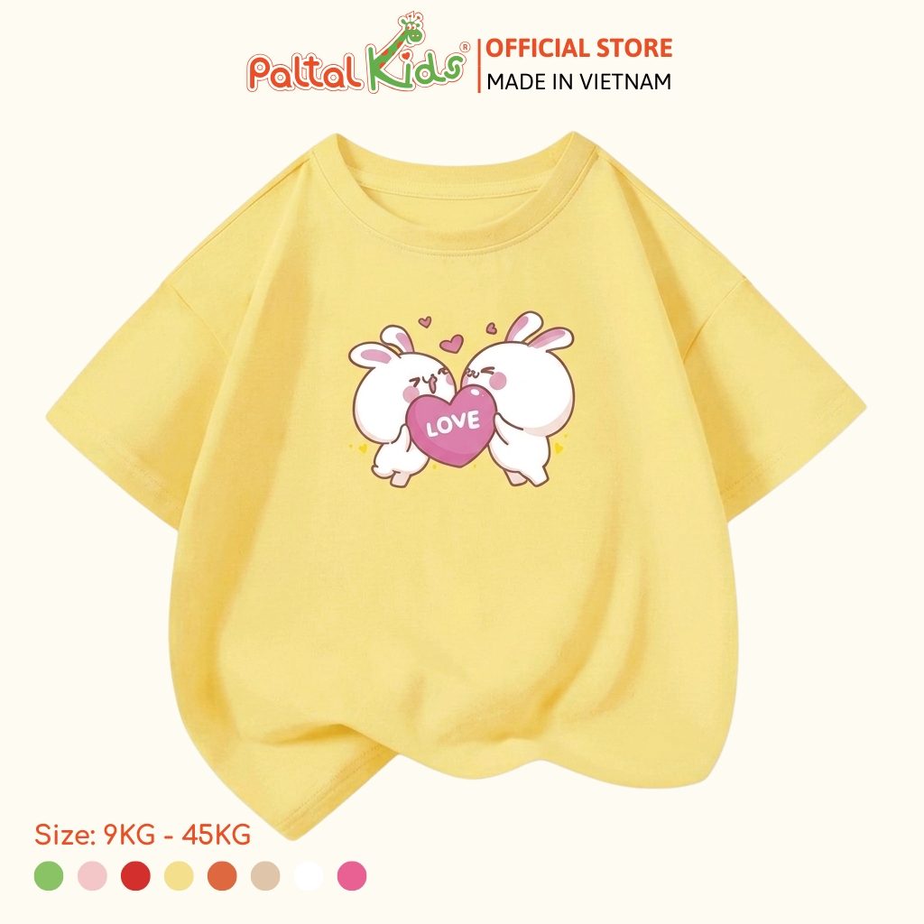 Áo Thun Cotton Mỹ Hình In Hai Chú Thỏ Bé Gái Cao Cấp - 020 1416
