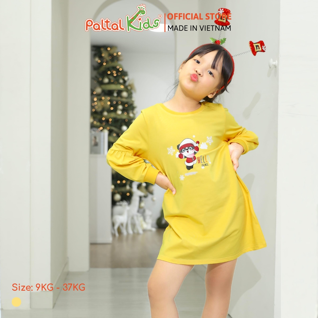 Đầm Dáng A Tay Dài Cotton Mỹ Bé Gái Cao Cấp - 020C 8012