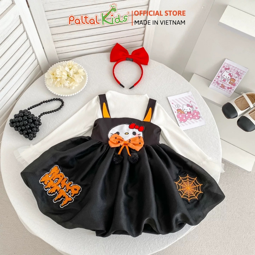 HALLOWEEN 2025 - Đầm Dáng Bí Hóa Trang Phù Thủy Bí Ngô Thêu Kitty Cao Cấp